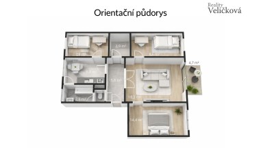 Prodej prostorného bytu 4+1 k rekonstrukci na Slezském Předměstí v Hradci Králové - ulice Severní