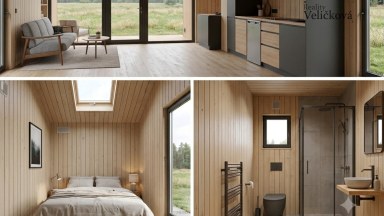 Prodej stavebního pozemku 986 m² s modulovým domem Nordi 101 XL, 3+kk, 77,6 m², Běchary–Běchárky
