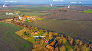 Prodej stavebního pozemku 986 m² s modulovým domem Nordi 101 XL, 3+kk, 77,6 m², Běchary–Běchárky